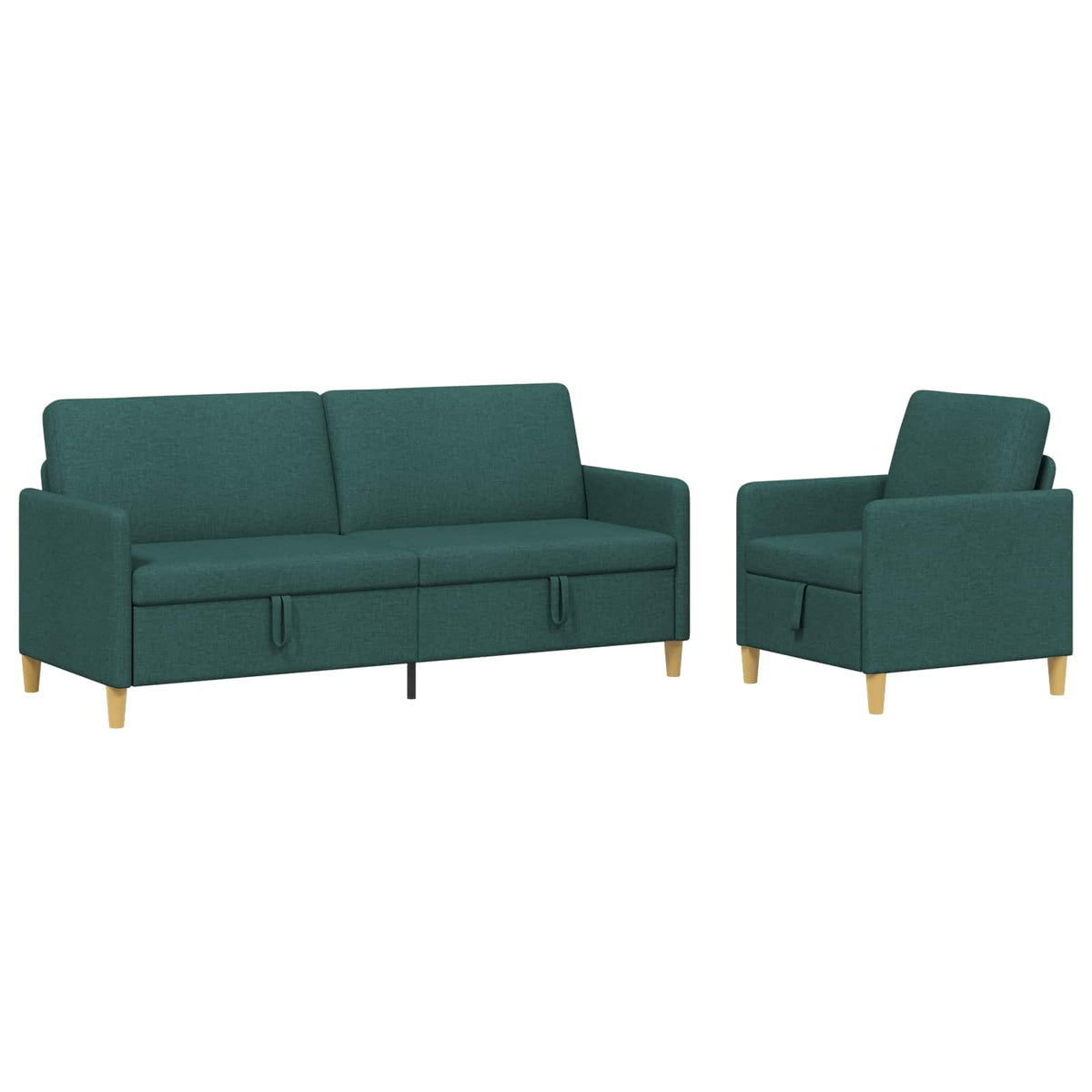 Sofa sæt med opbevaring 2 stk. Mørkegrøn Polyester