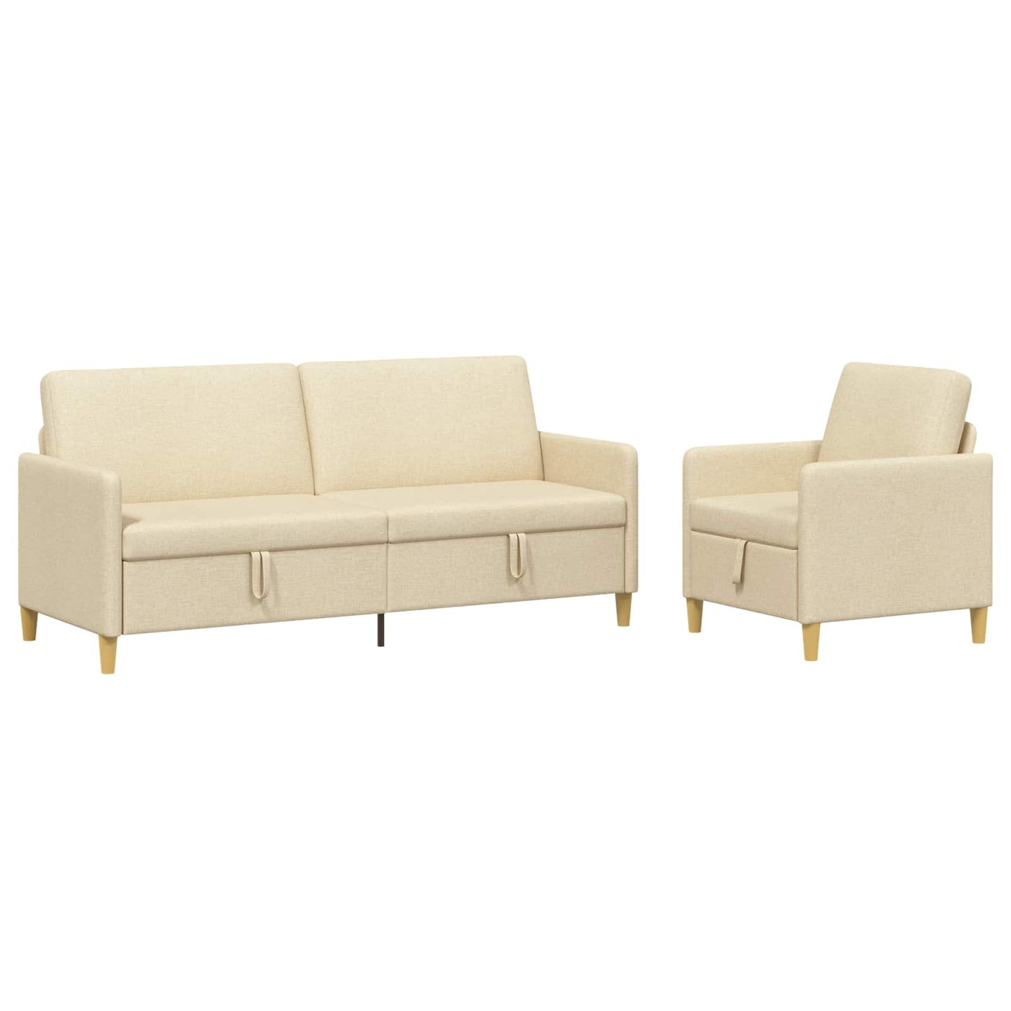 Sofa sæt med opbevaring 2 stk. Cremefarvet Polyester