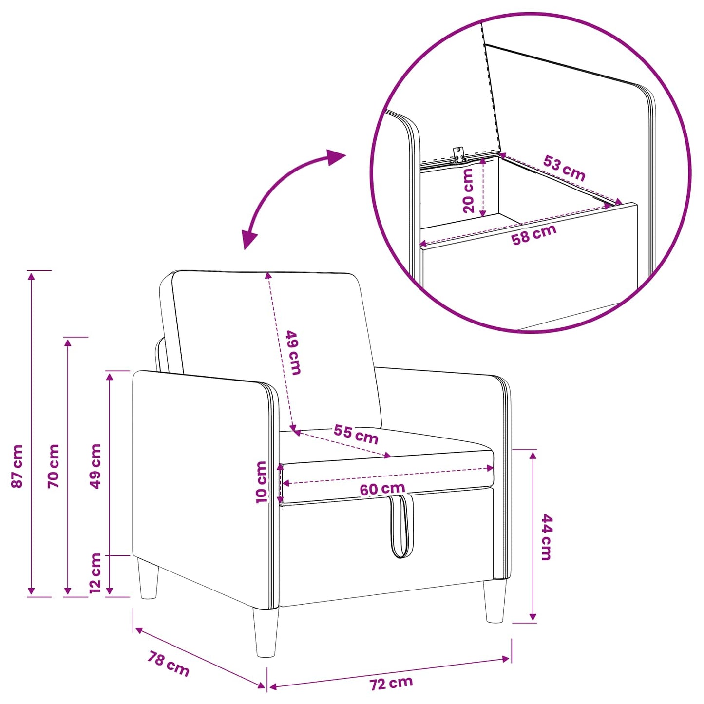 Sofa sæt med opbevaring 2 stk. Cremefarvet Polyester