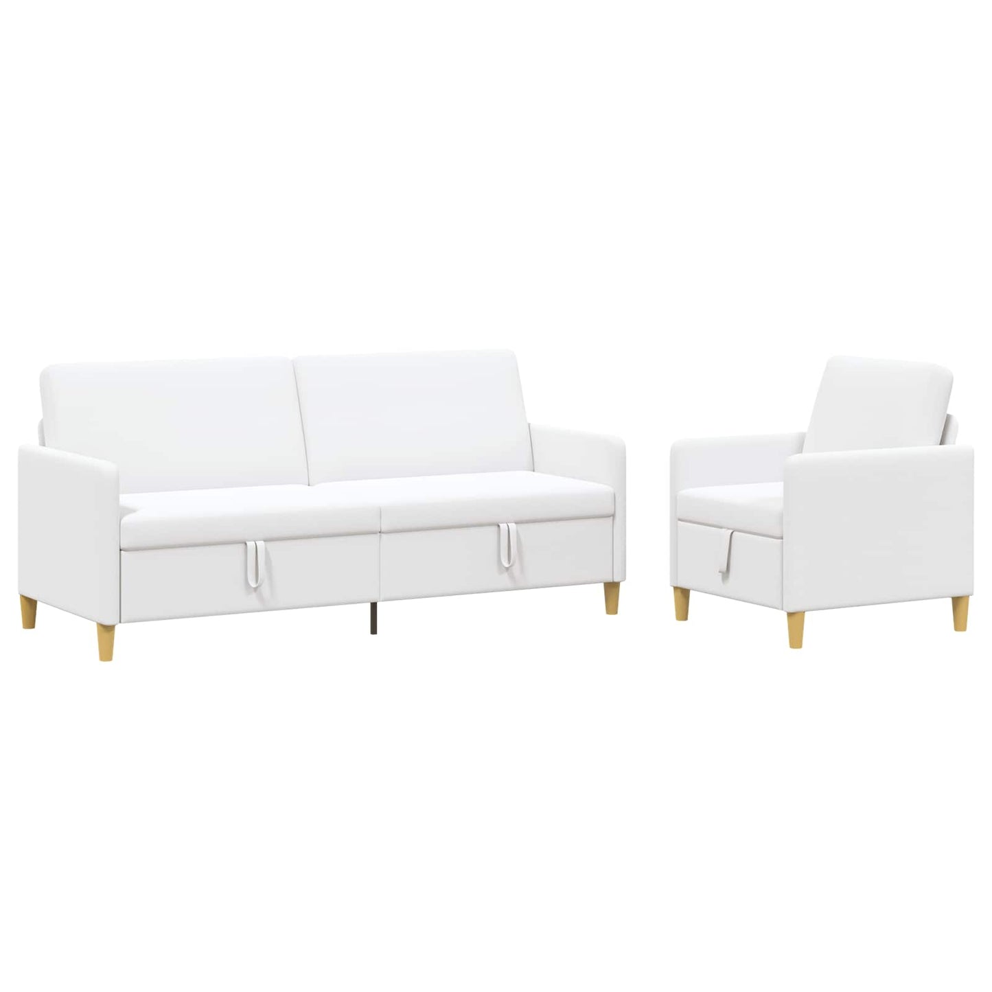 Sofa sæt med opbevaring 2 stk. Hvid Polyester