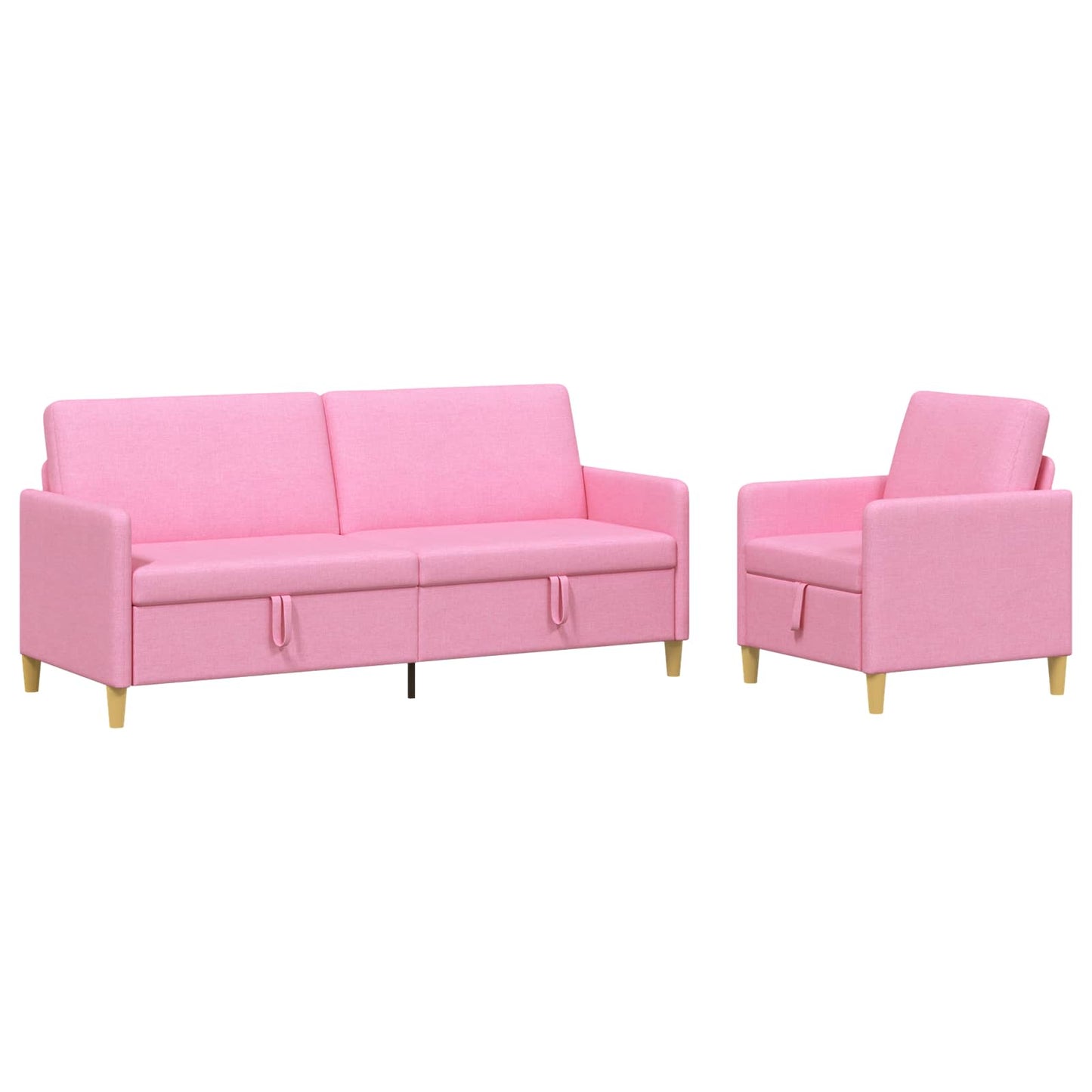 Sofa sæt med opbevaring 2 stk. Lyserød Polyester