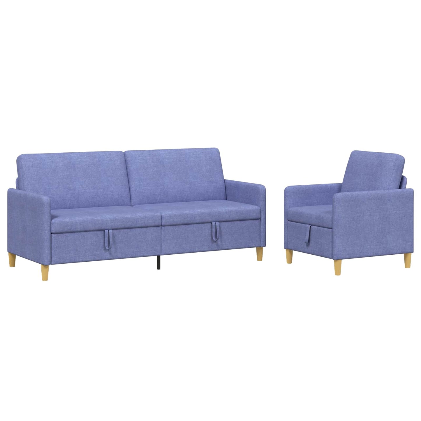 Sofa sæt med opbevaring 2 stk. Jeans blå Polyester