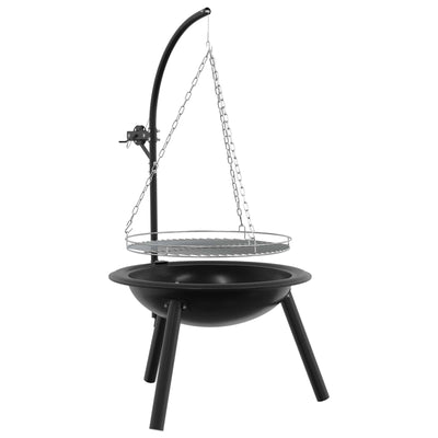 Bålsted med justerbar grillrist ⌀55,5 x 107,5 cm Stål Sort