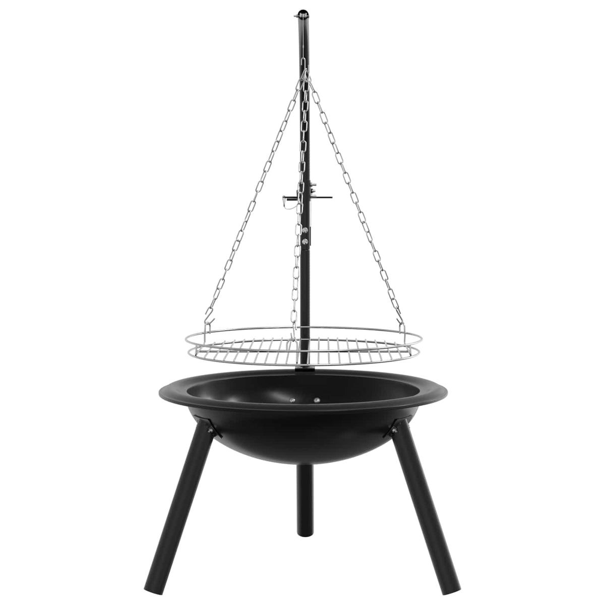 Bålsted med justerbar grillrist ⌀55,5 x 107,5 cm Stål Sort
