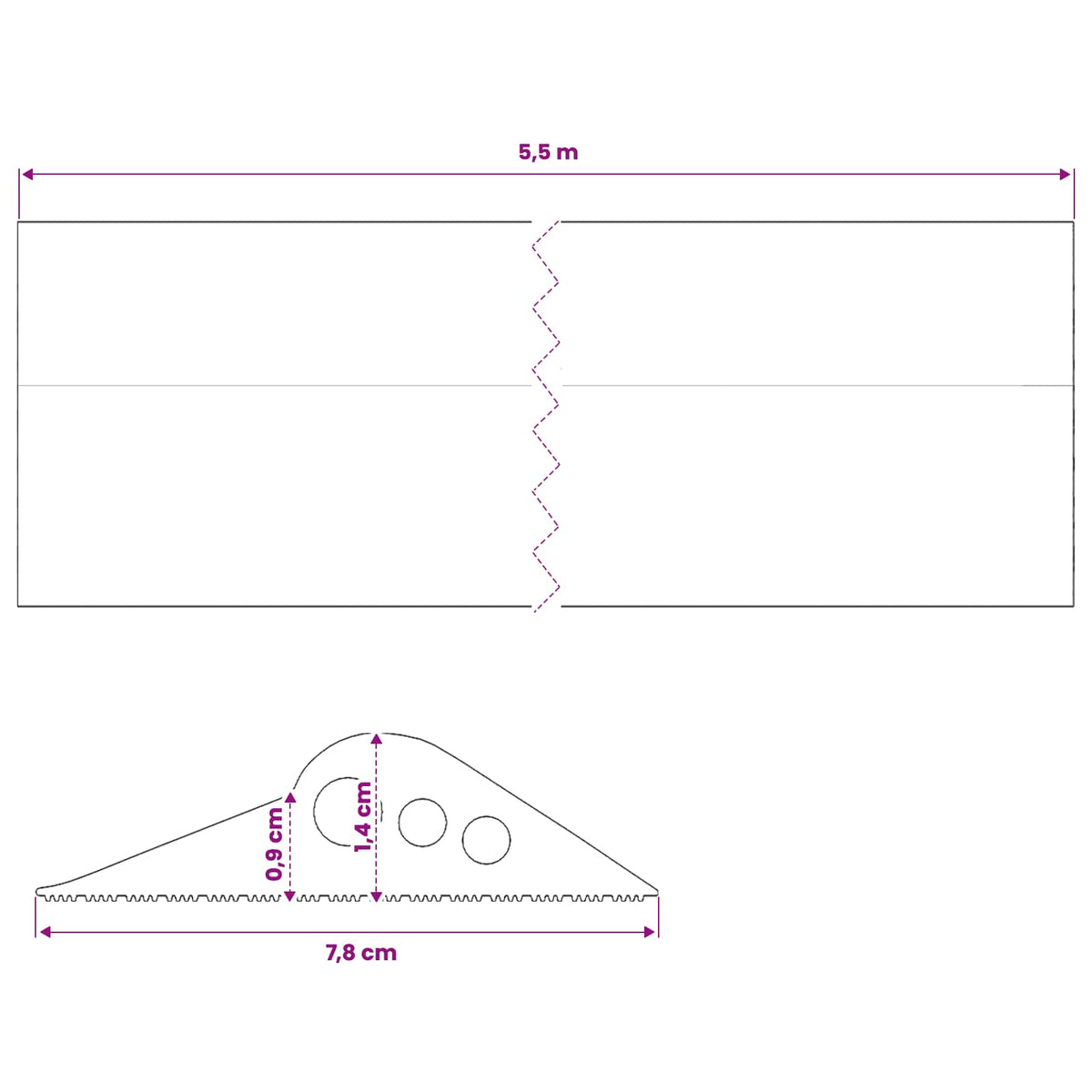 Garage Gulvforsegling Sort 78 x 14 mm 5,5 m EPDM gummi