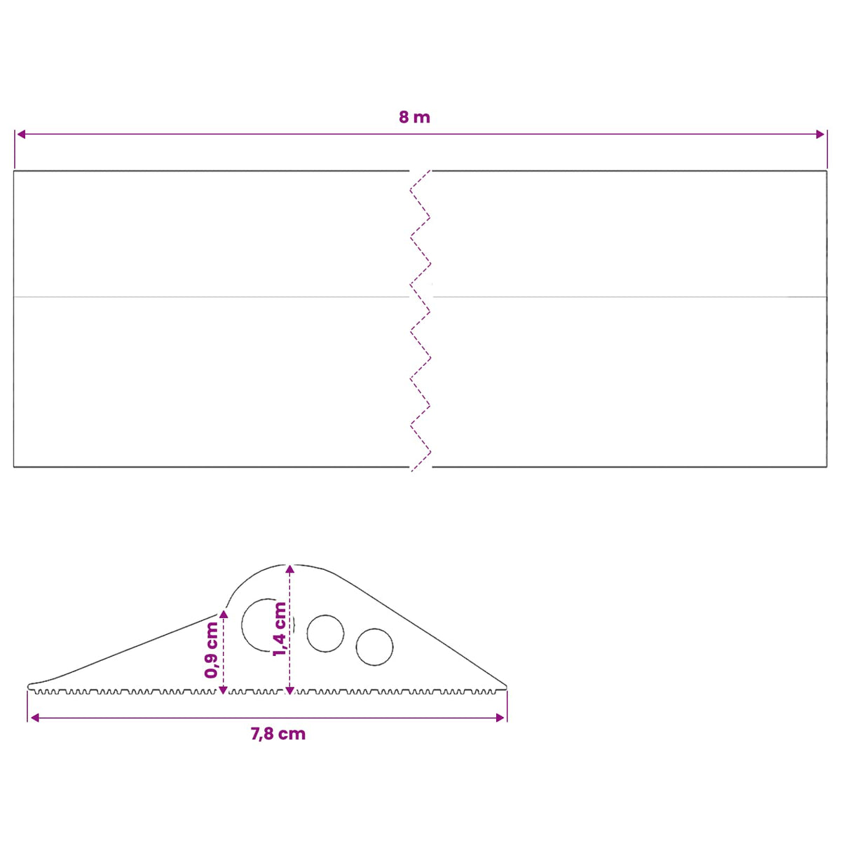 Garage Gulvforsegling Sort 78 x 14 mm 8 m EPDM gummi