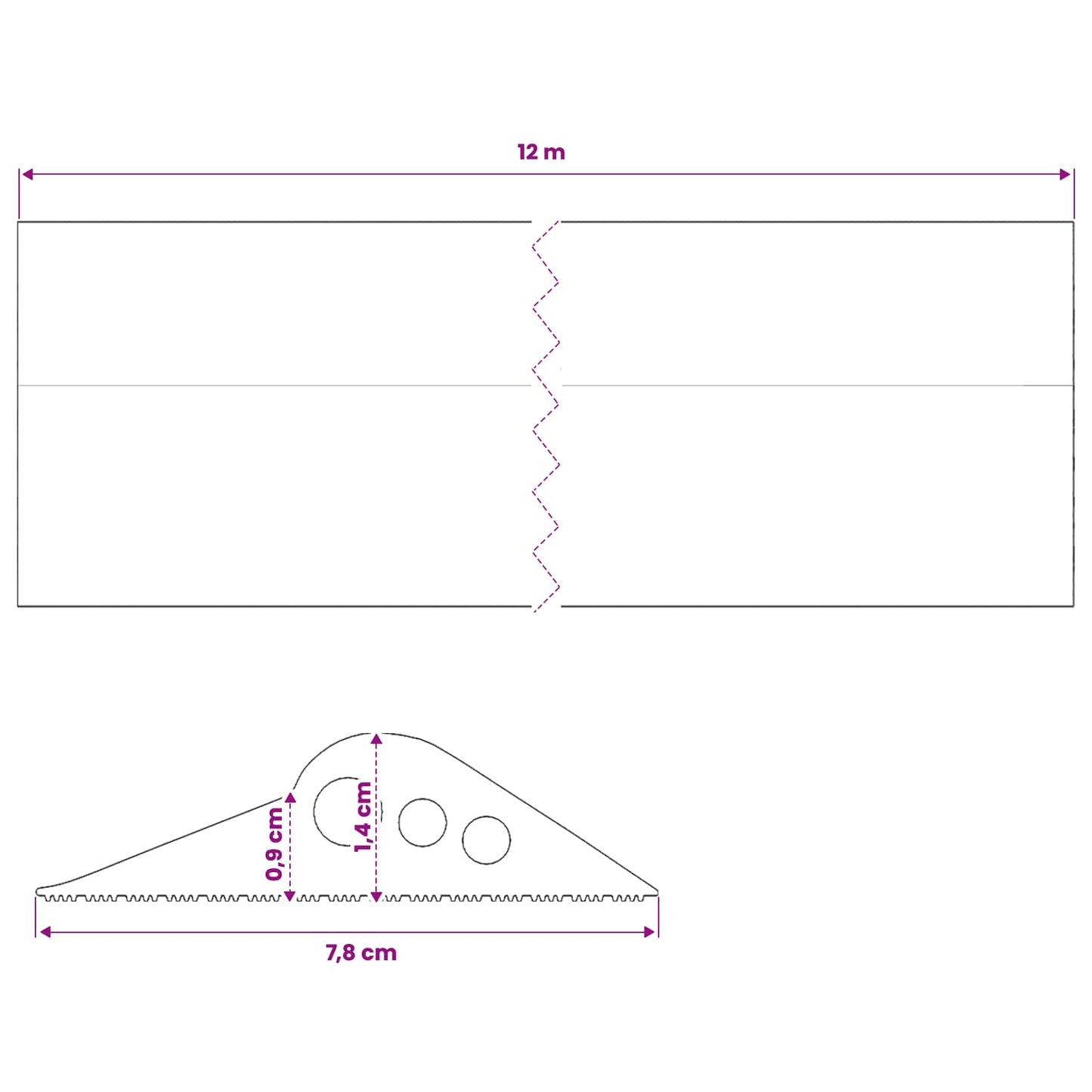 Garage Gulvforsegling Sort 78 x 14 mm 12 m EPDM gummi