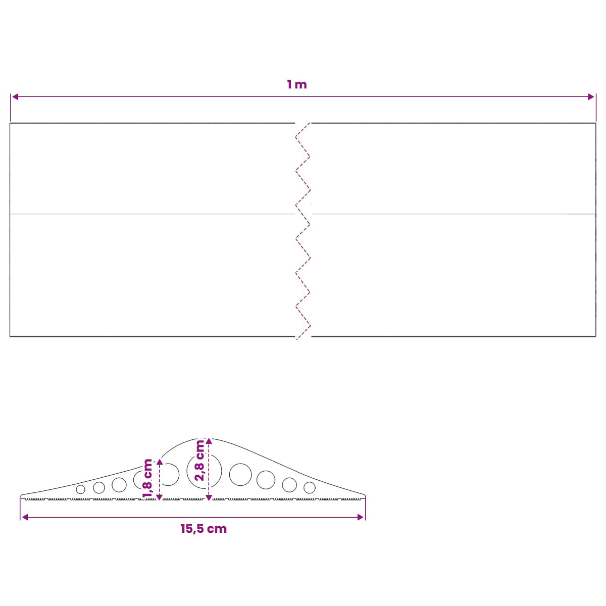 Garage Gulvforsegling Sort 155 x 28 mm 1 m EPDM gummi