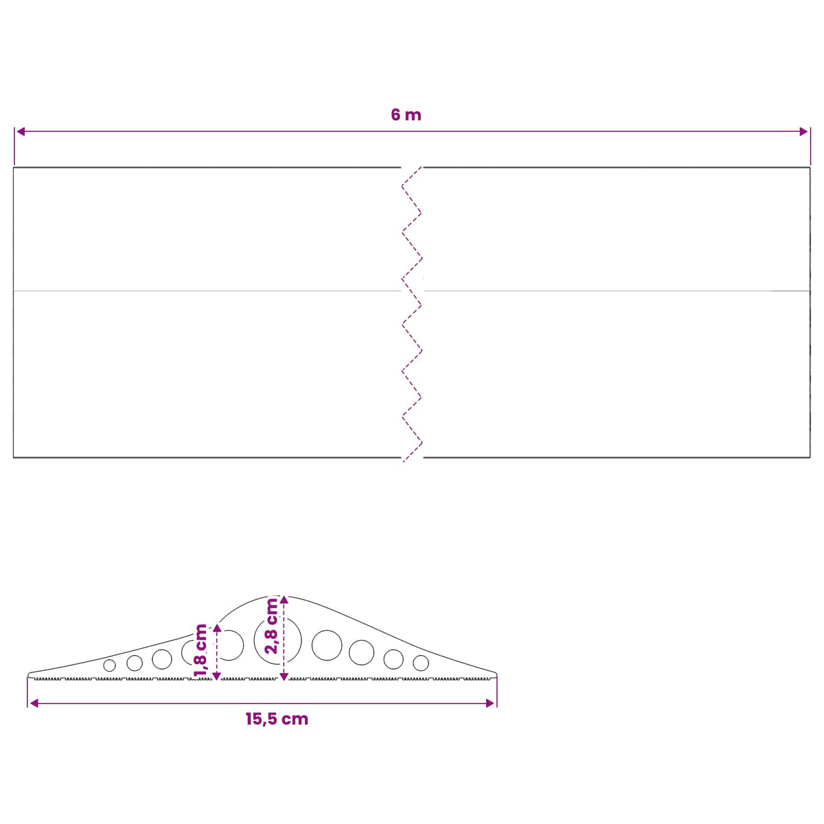 Garage Gulvforsegling Sort 155 x 28 mm 6 m EPDM gummi