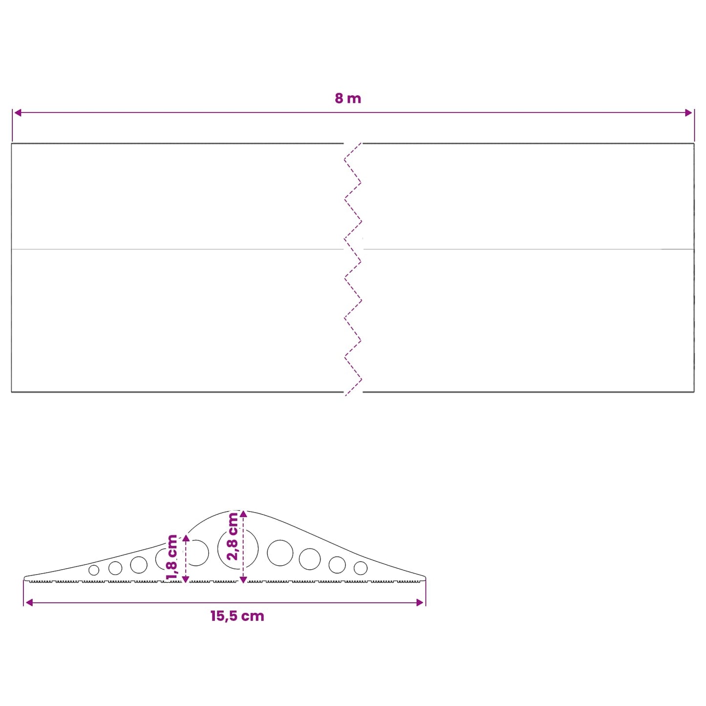 Garage Gulvforsegling Sort 155 x 28 mm 8 m EPDM gummi