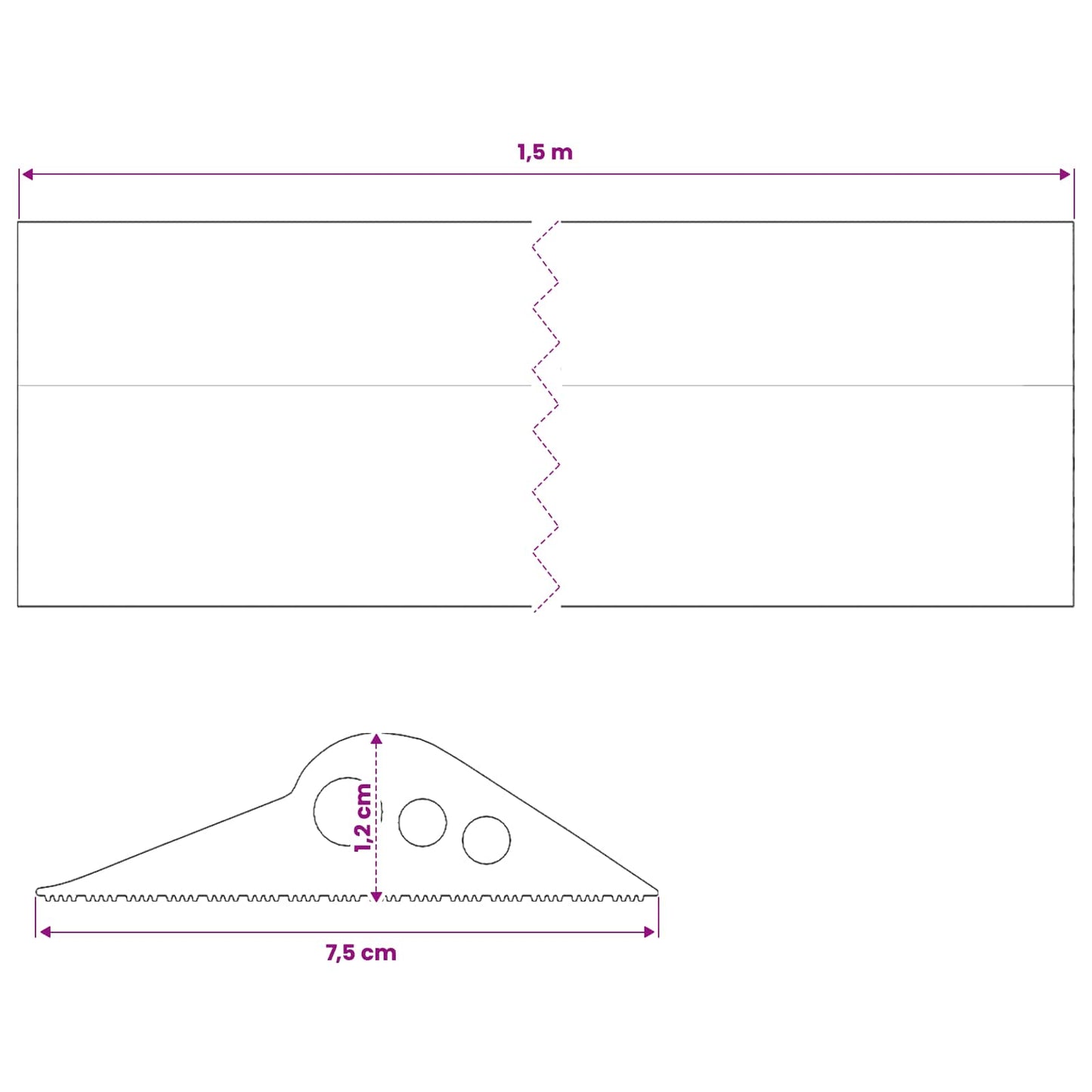 Garage Gulvforsegling Sort 75 x 12 mm 1,5 m EPDM gummi
