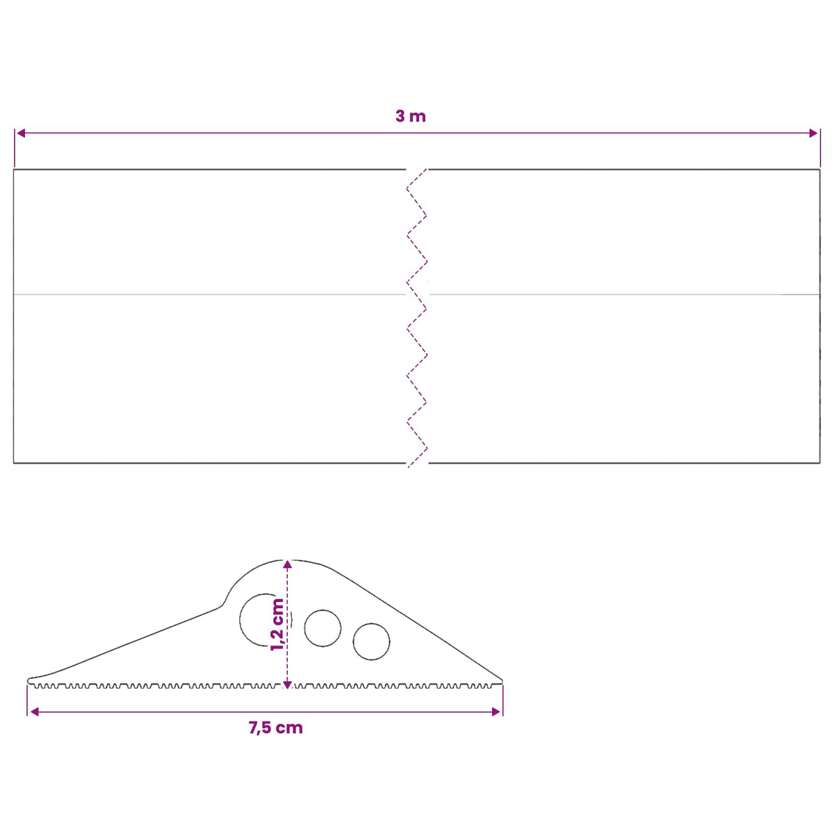 Garage Gulvforsegling Sort 75 x 12 mm 3 m EPDM gummi