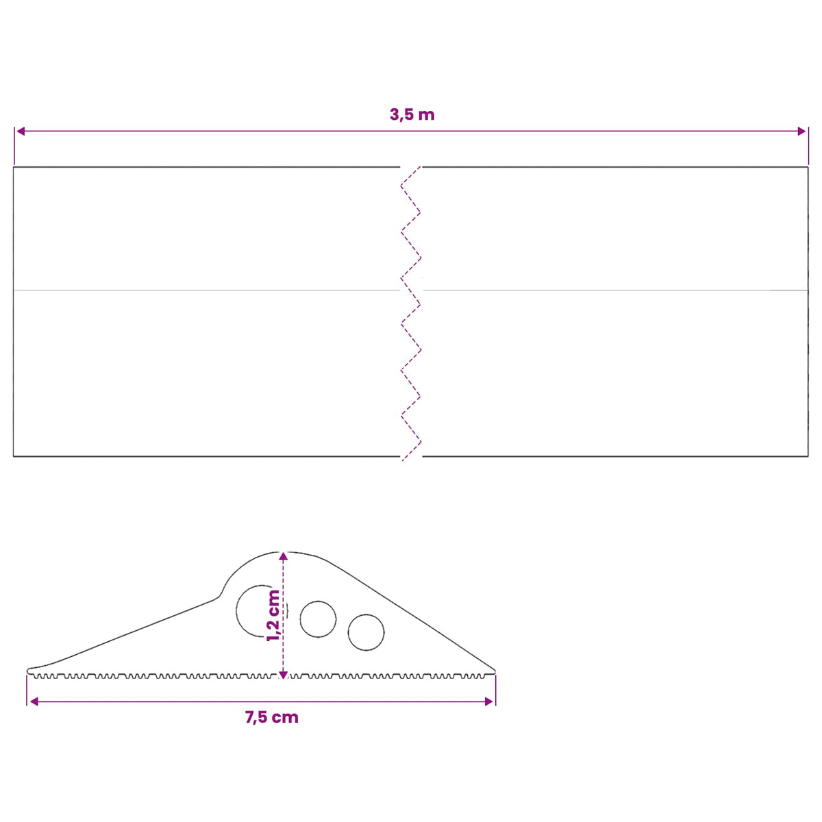 Garage Gulvforsegling Sort 75 x 12 mm 3,5 m EPDM gummi