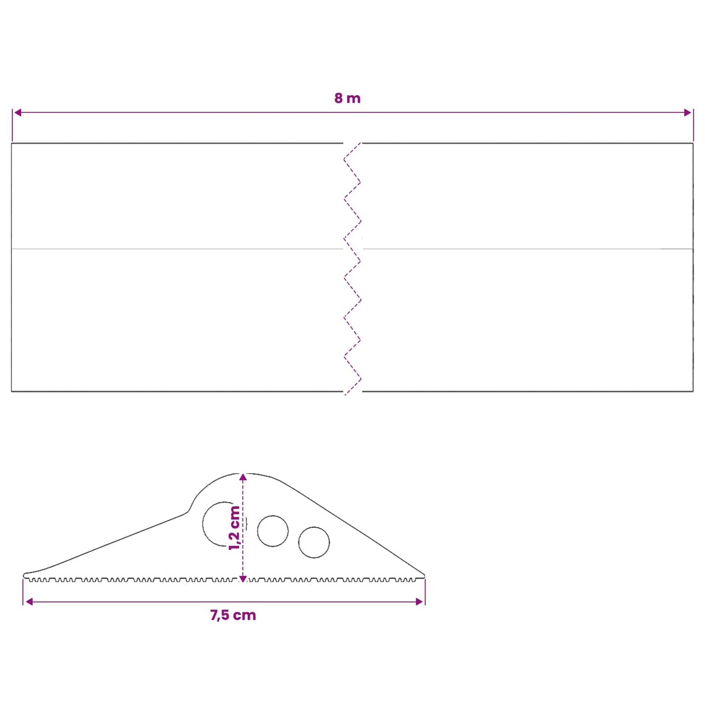 Garage Gulvforsegling Sort 75 x 12 mm 8 m EPDM gummi