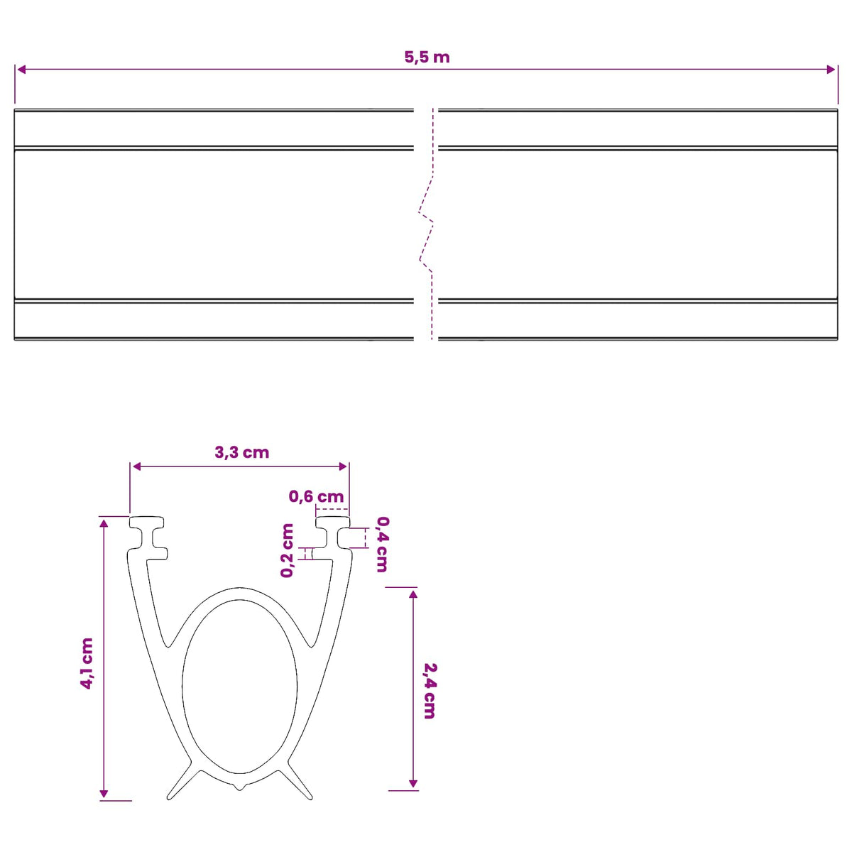 Garage Dør Tætning Sort 41 x 33 mm 5,5 m PVC