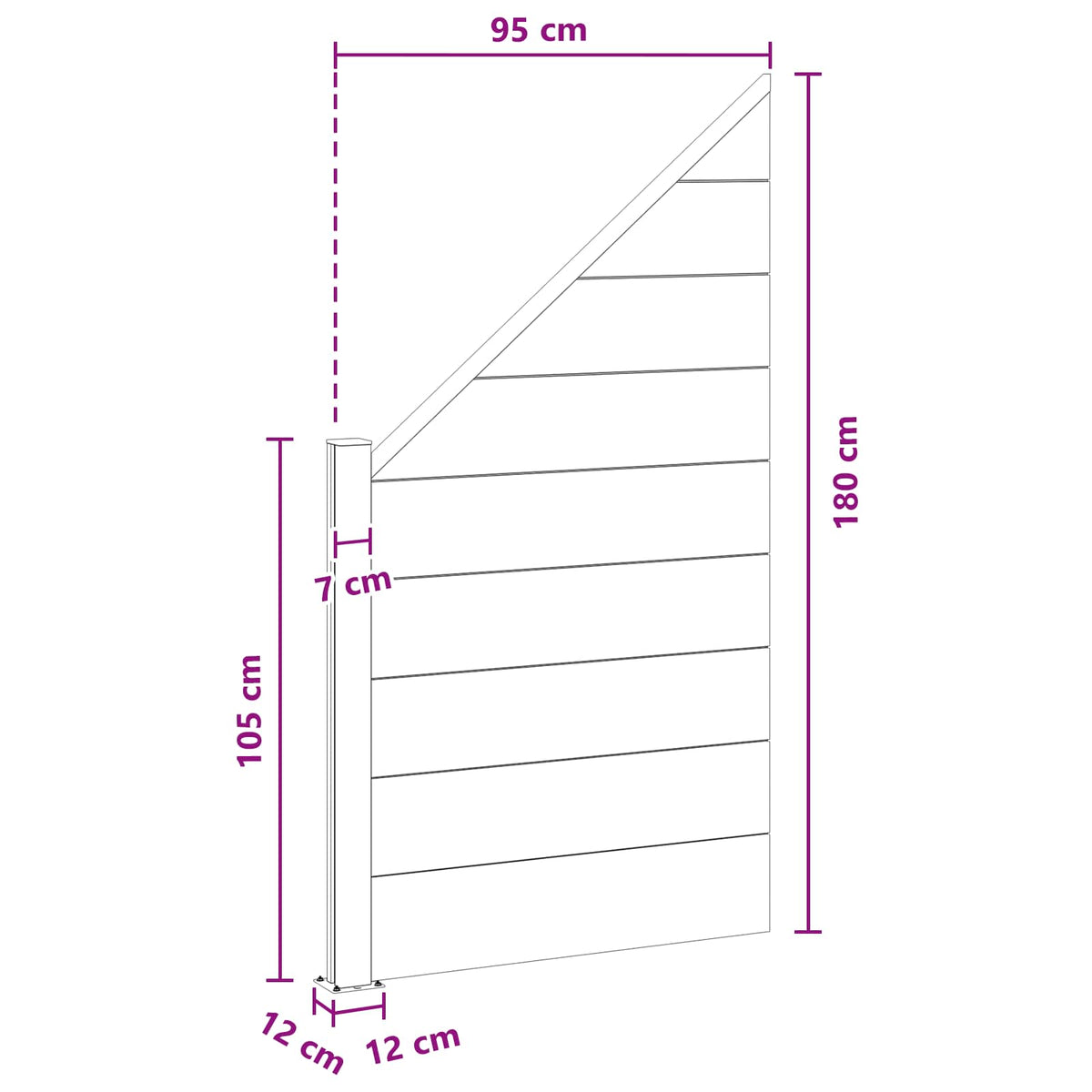 Hegnssæt 95 x 180 cm WPC og Aluminium Sort