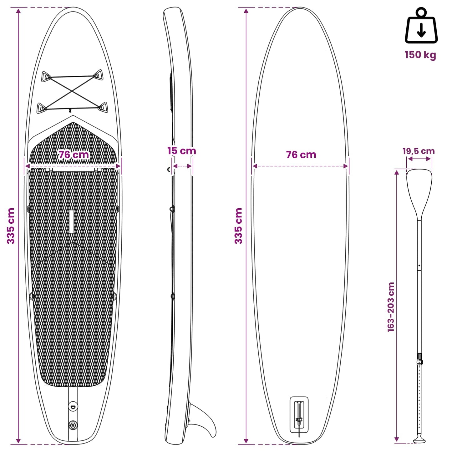 Oppustelig Stand Up Paddle Board TRITON 335 x 76 x 15 cm Blå