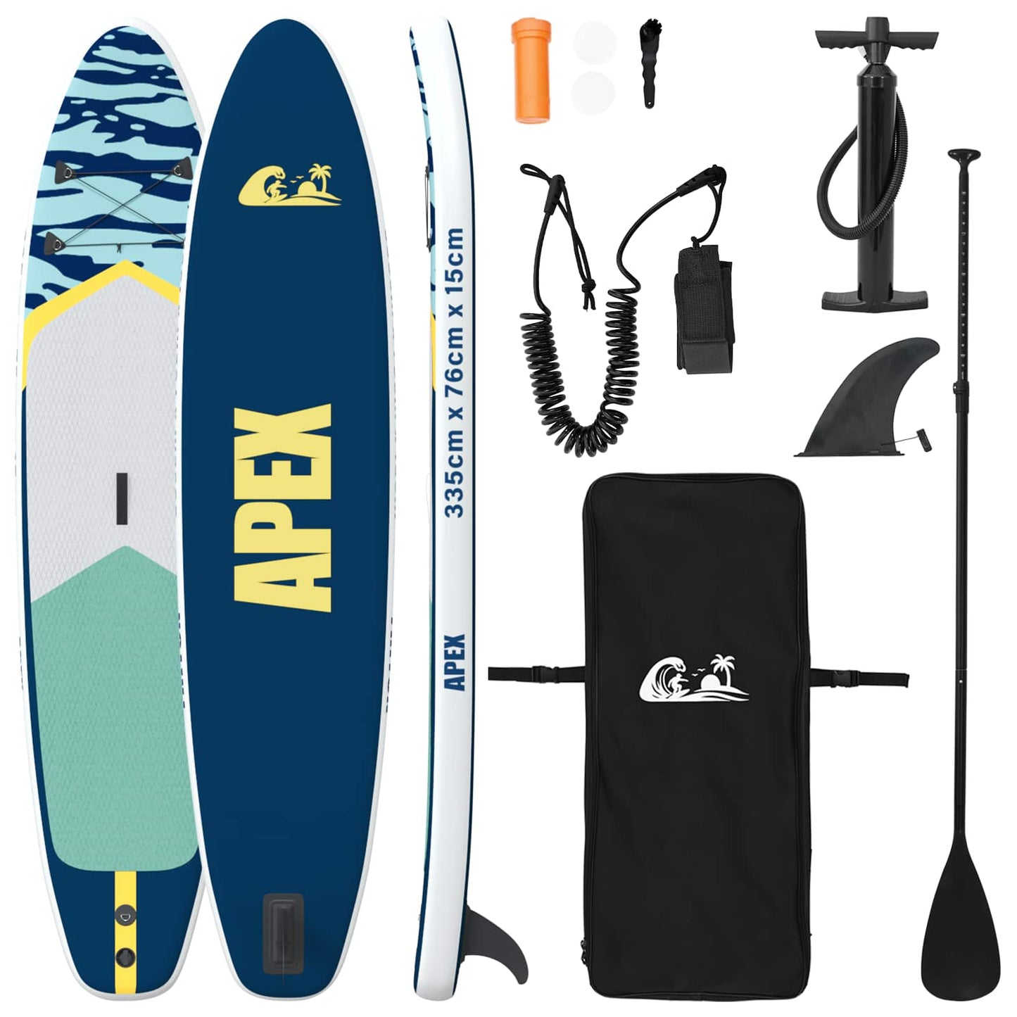 Oppustelig Stand Up Paddle Board APEX 335 x 76 x 15 cm Blå