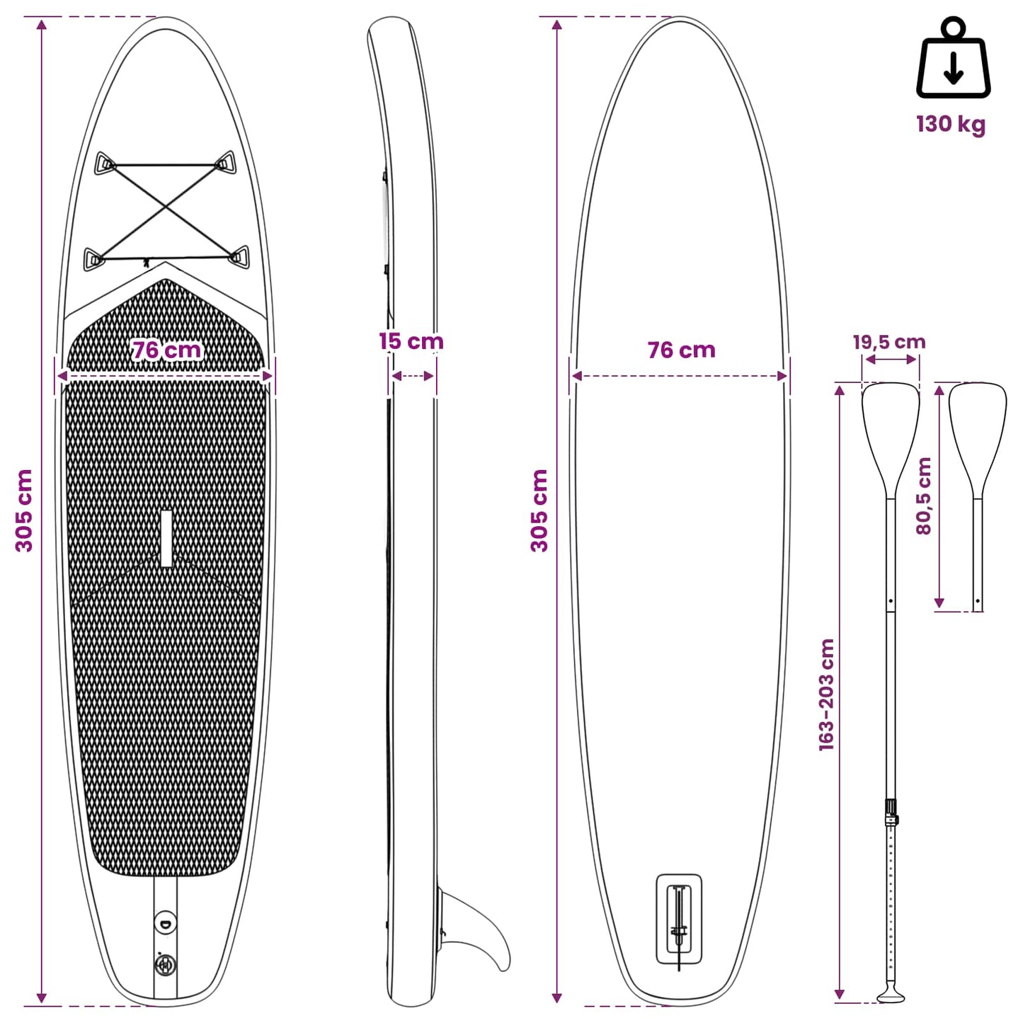 SUP board med sæde 2-i-1 POSEIDON 305 x 76 x 15 cm Grøn