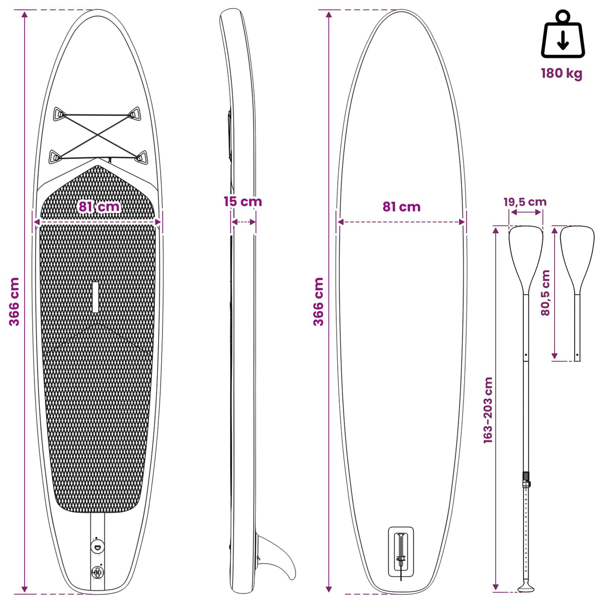 SUP board med sæde 2-i-1 TRITON 366 x 81 x 15 cm Blå