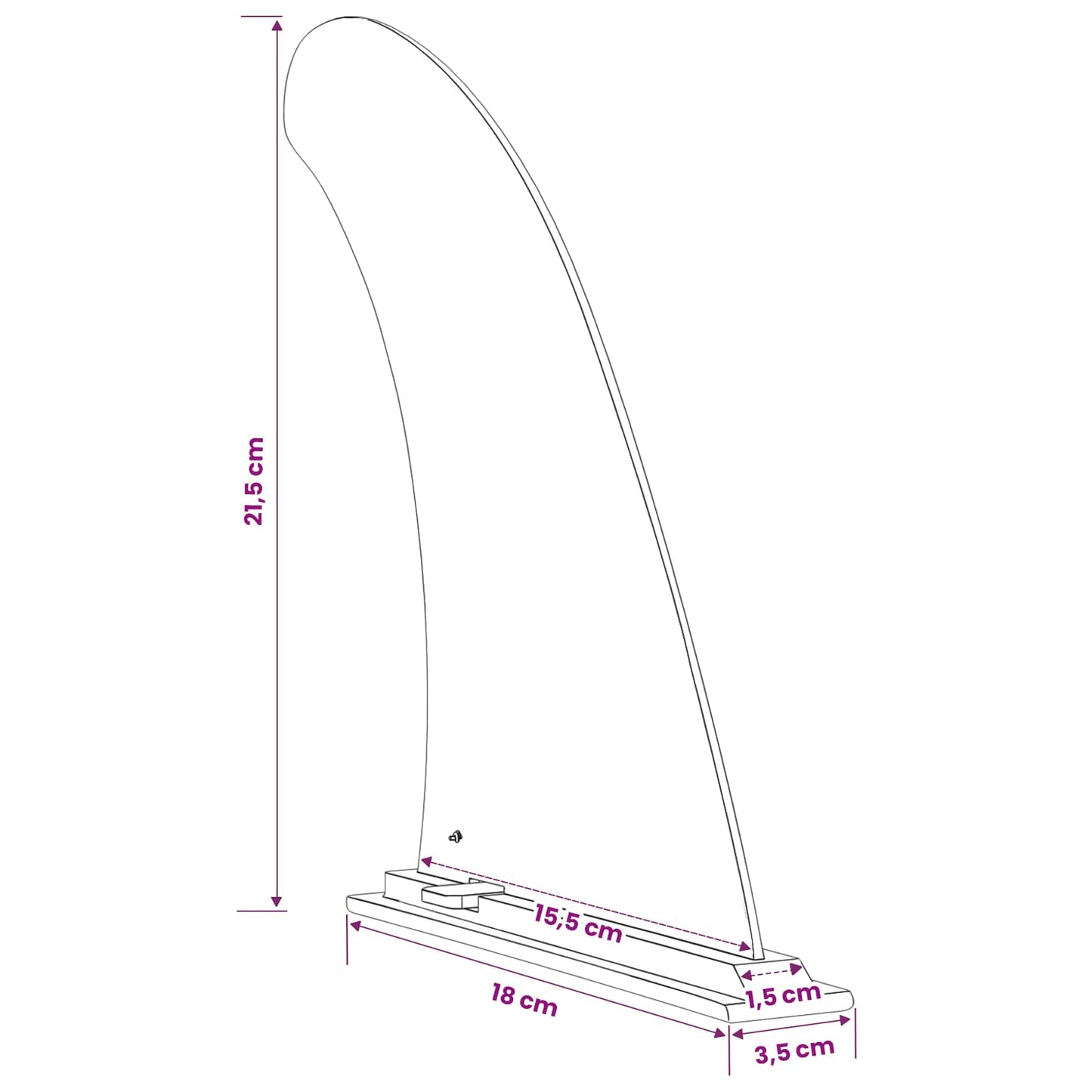 SUP fin 3,5 x 18 x 21,5 cm Nylon Sort