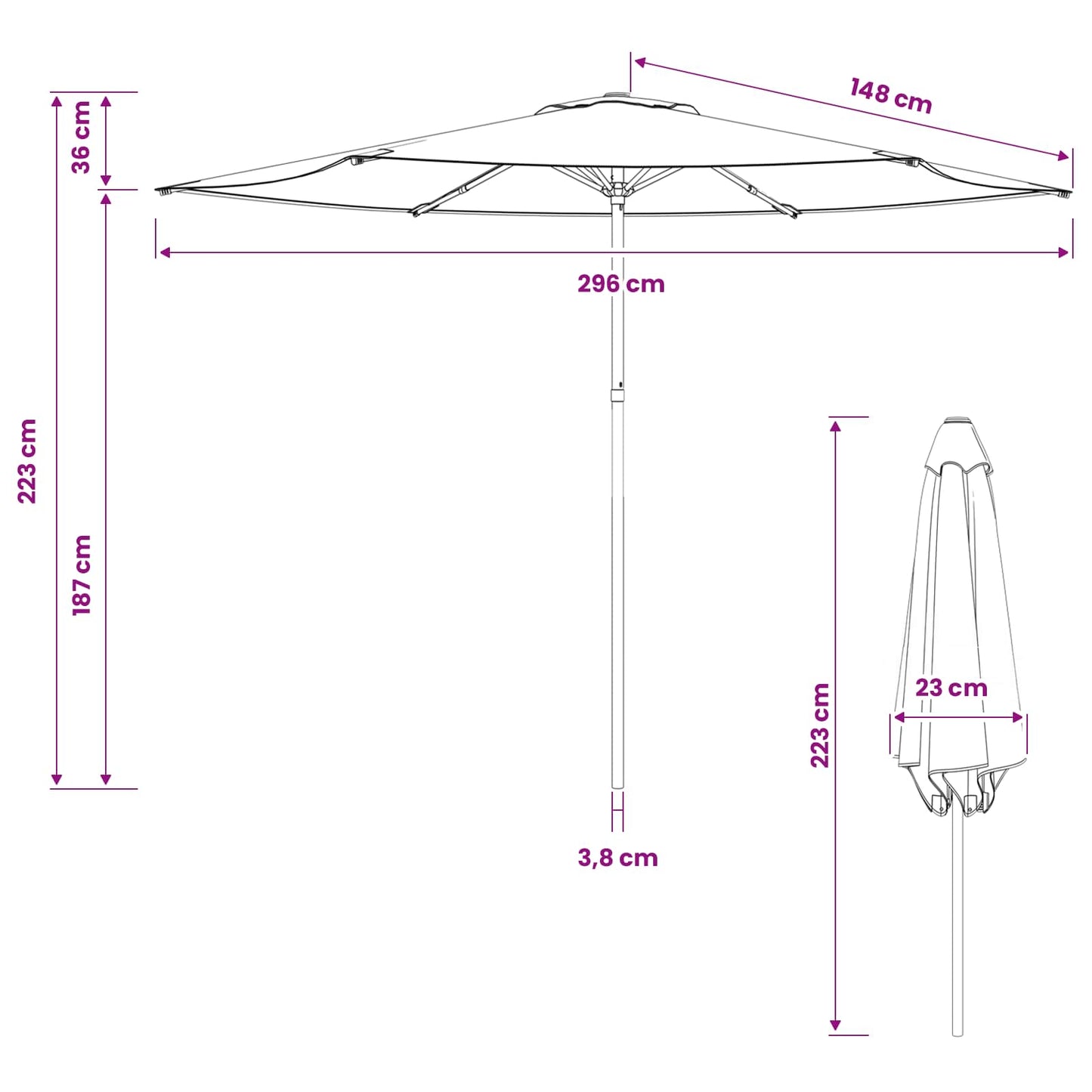 Havesol 300 x 300 cm Polyester Rektangulær Cremefarvet