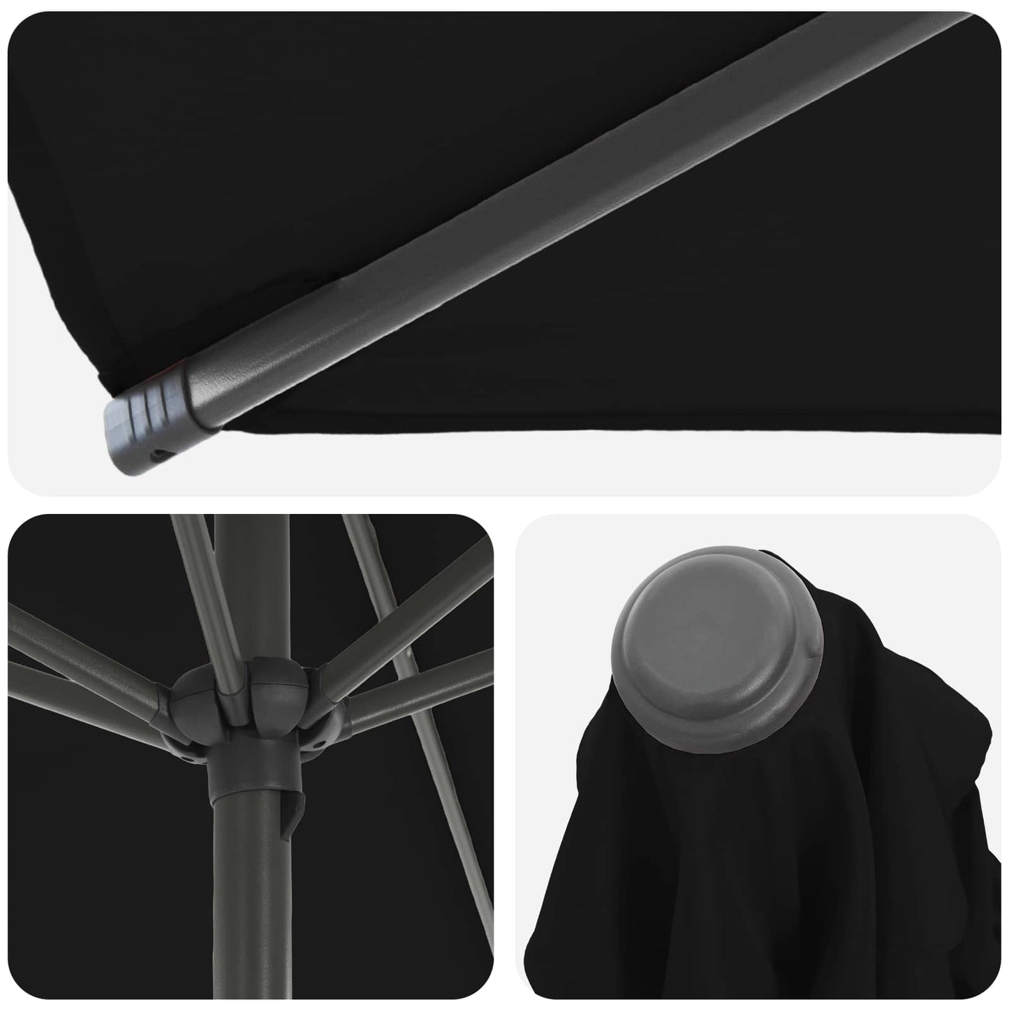 Haveparasol med base 200 x 300 cm Polyester Rektangulær Sort