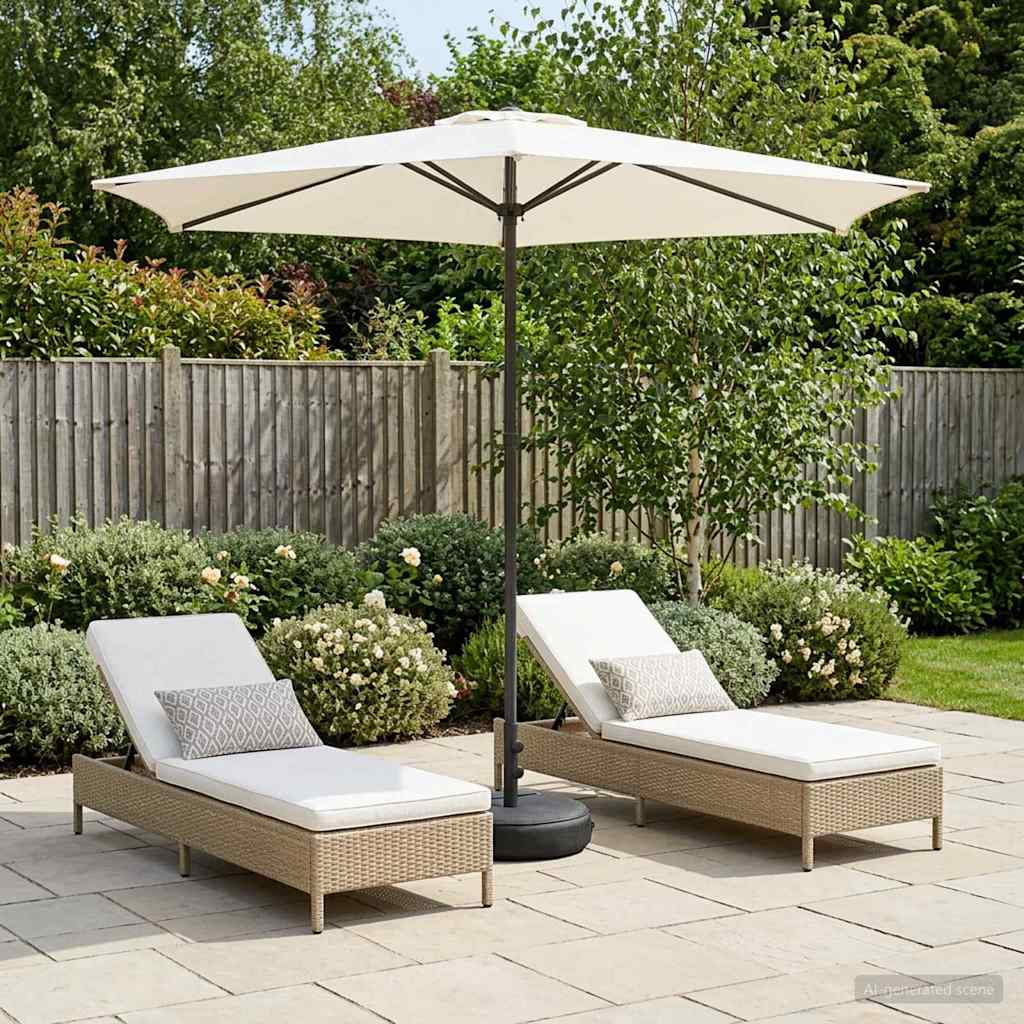 Haveparasol med base 270 x 270 cm Polyester Rektangulær