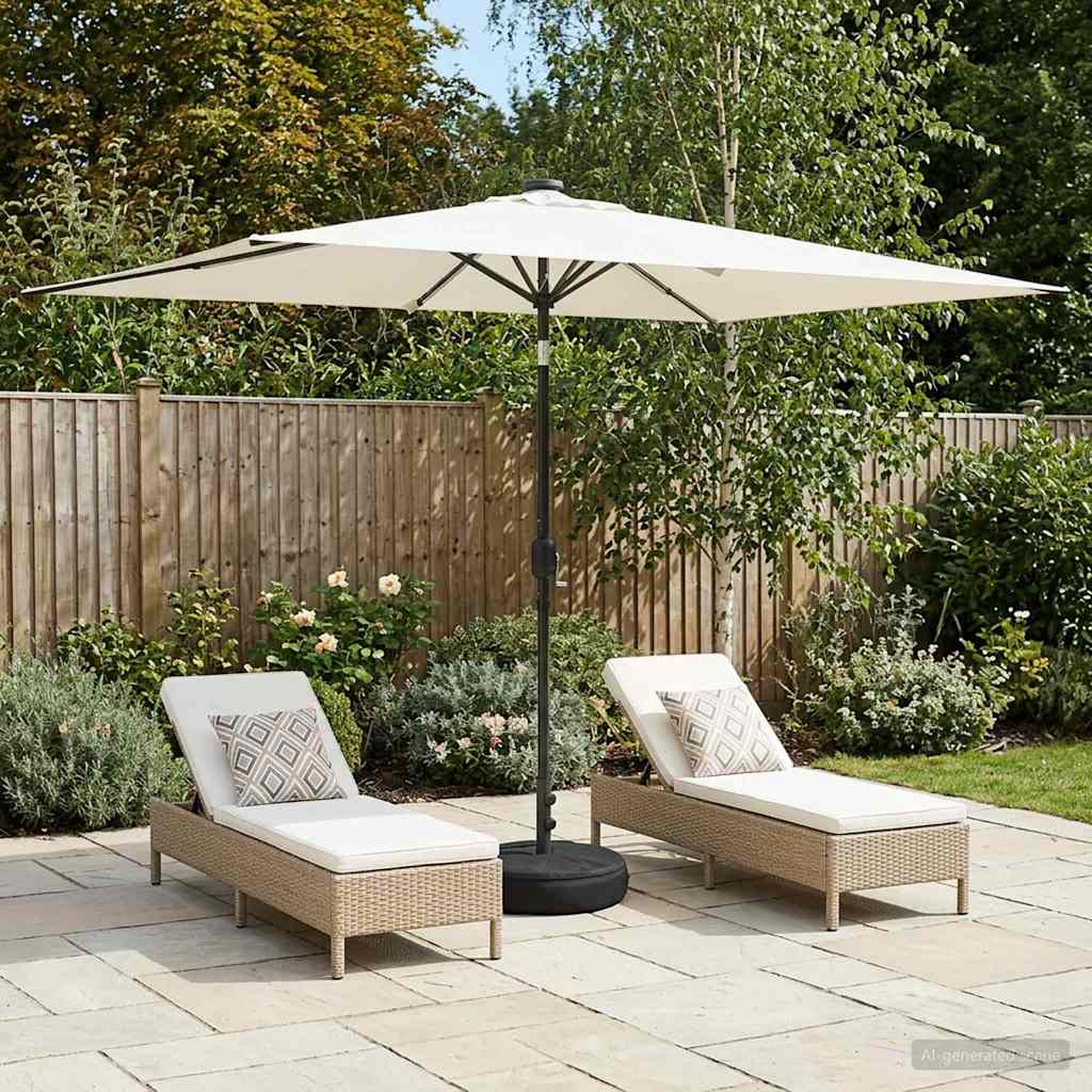 Haveparasol med LED lys og fod 200 x 300 cm Polyester