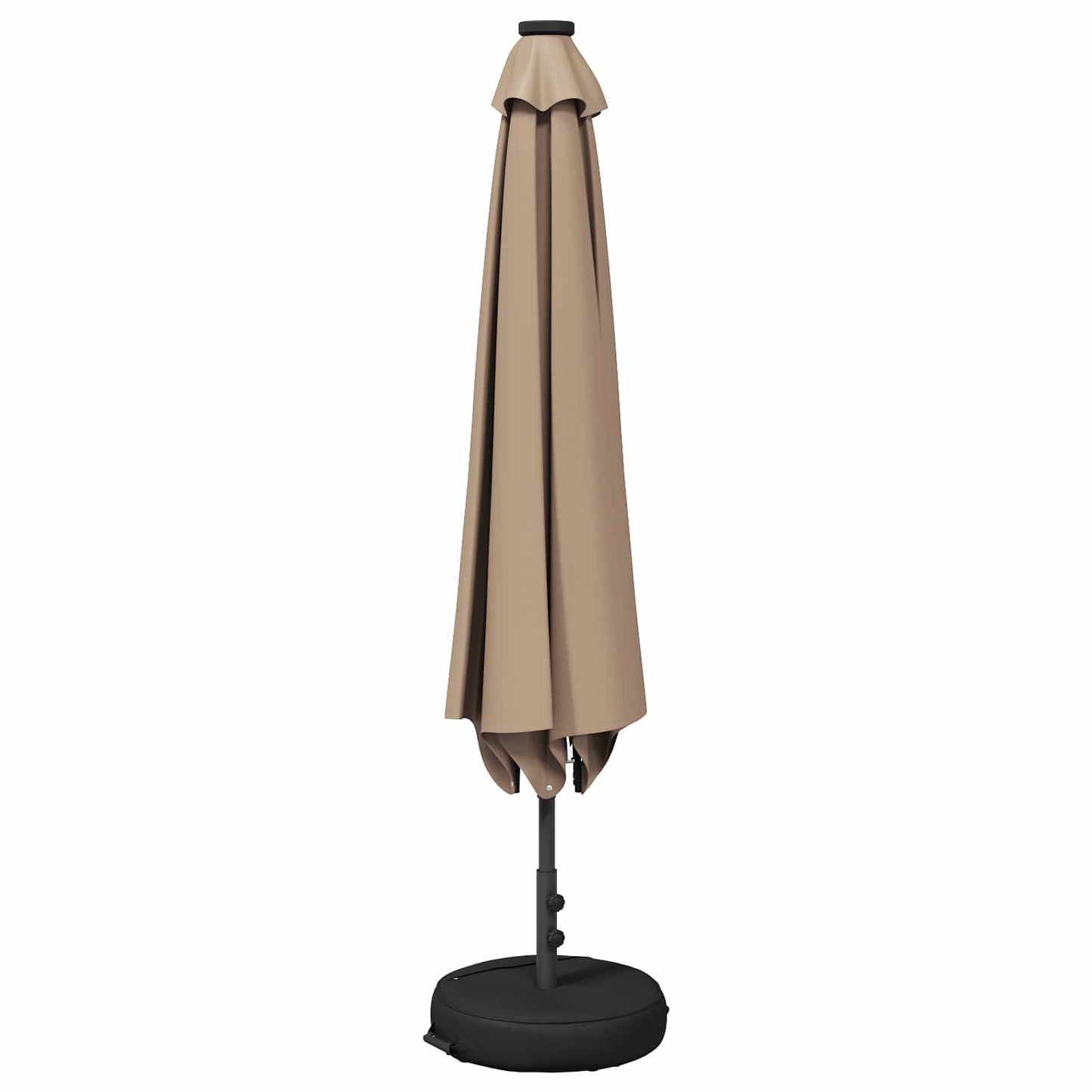 Haveparasol med LED lys og fod 200 x 300 cm Polyester Gråbrun