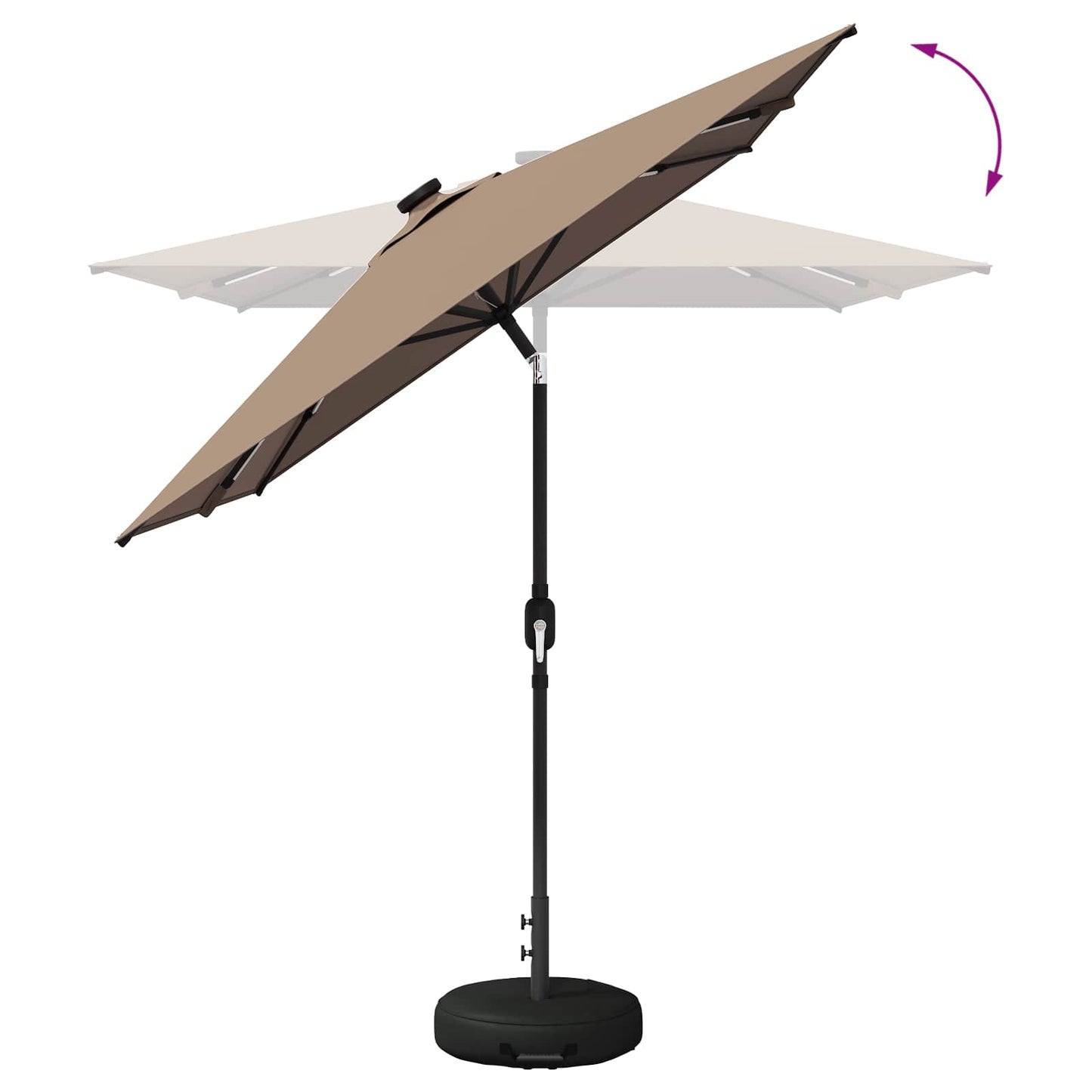 Haveparasol med LED lys og fod 200 x 300 cm Polyester Gråbrun