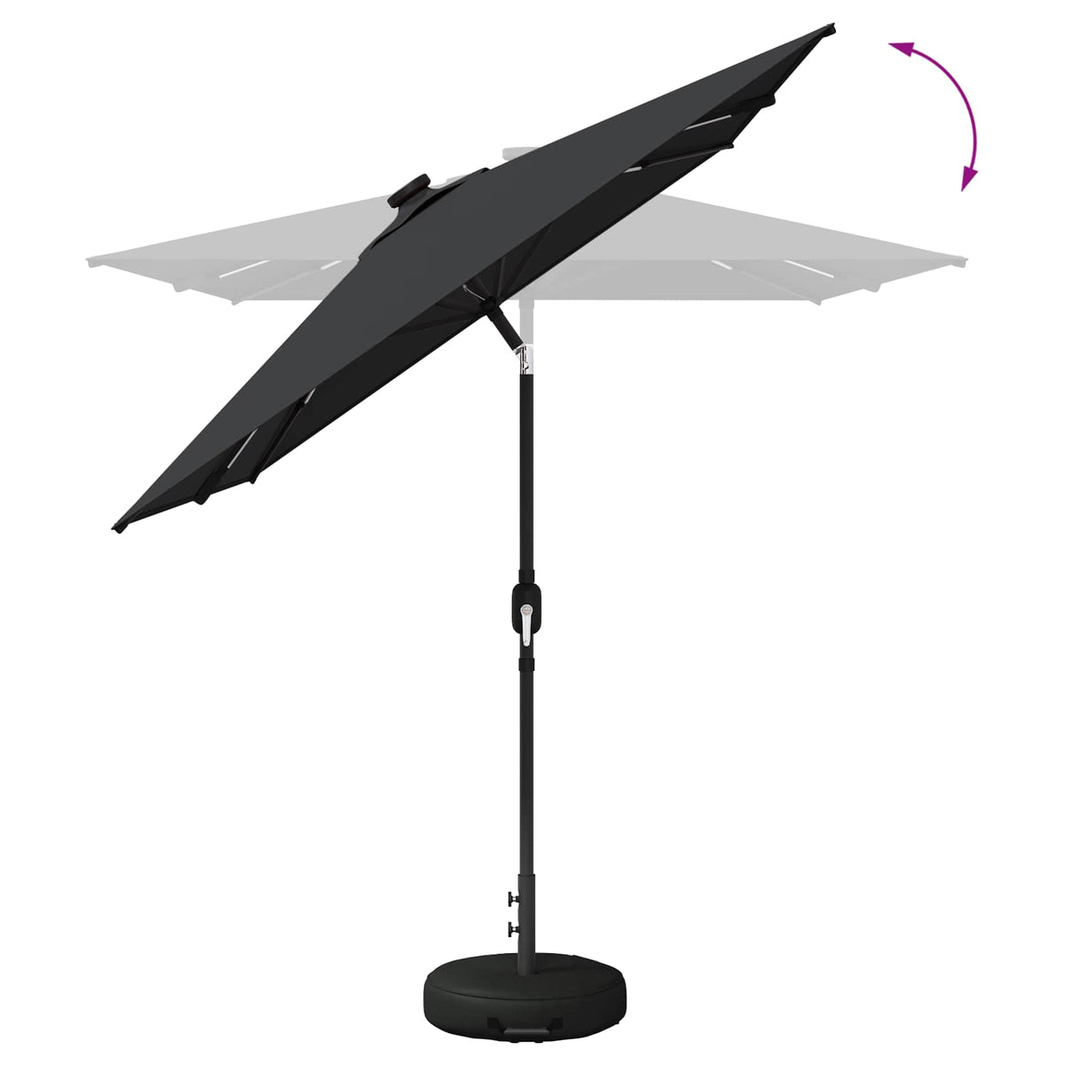Haveparasol med LED lys og fod 200 x 300 cm Polyester Antracit