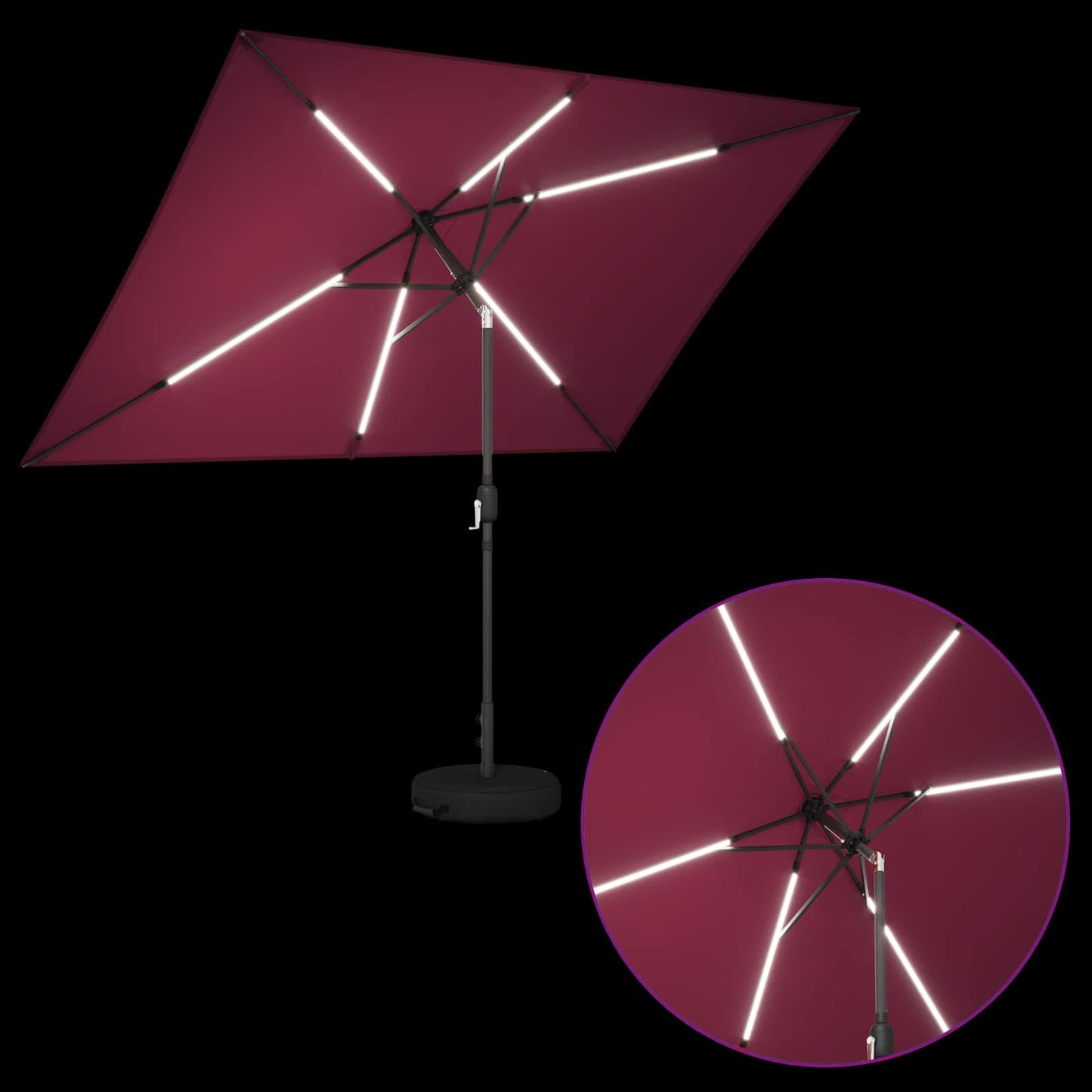 Haveparasol med LED lys og fod 200 x 300 cm Polyester
