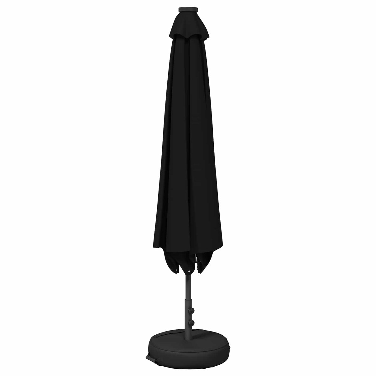 Haveparasol med LED lys og fod 200 x 300 cm Polyester Sort