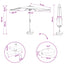 Haveparasol med LED lys og fod 200 x 300 cm Polyester Sort