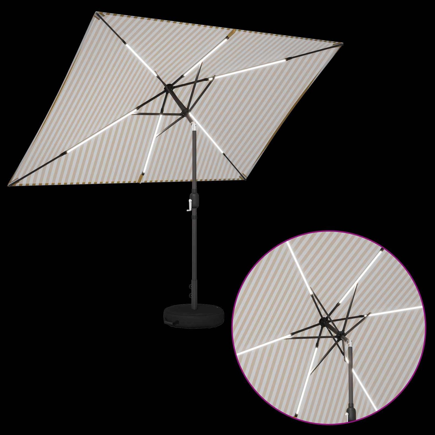Haveparasol med LED lys og fod 200 x 300 cm Polyester