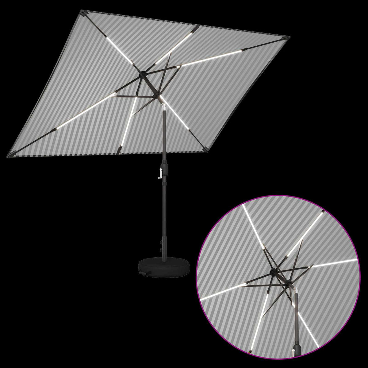 Haveparasol med LED lys og fod 200 x 300 cm Polyester
