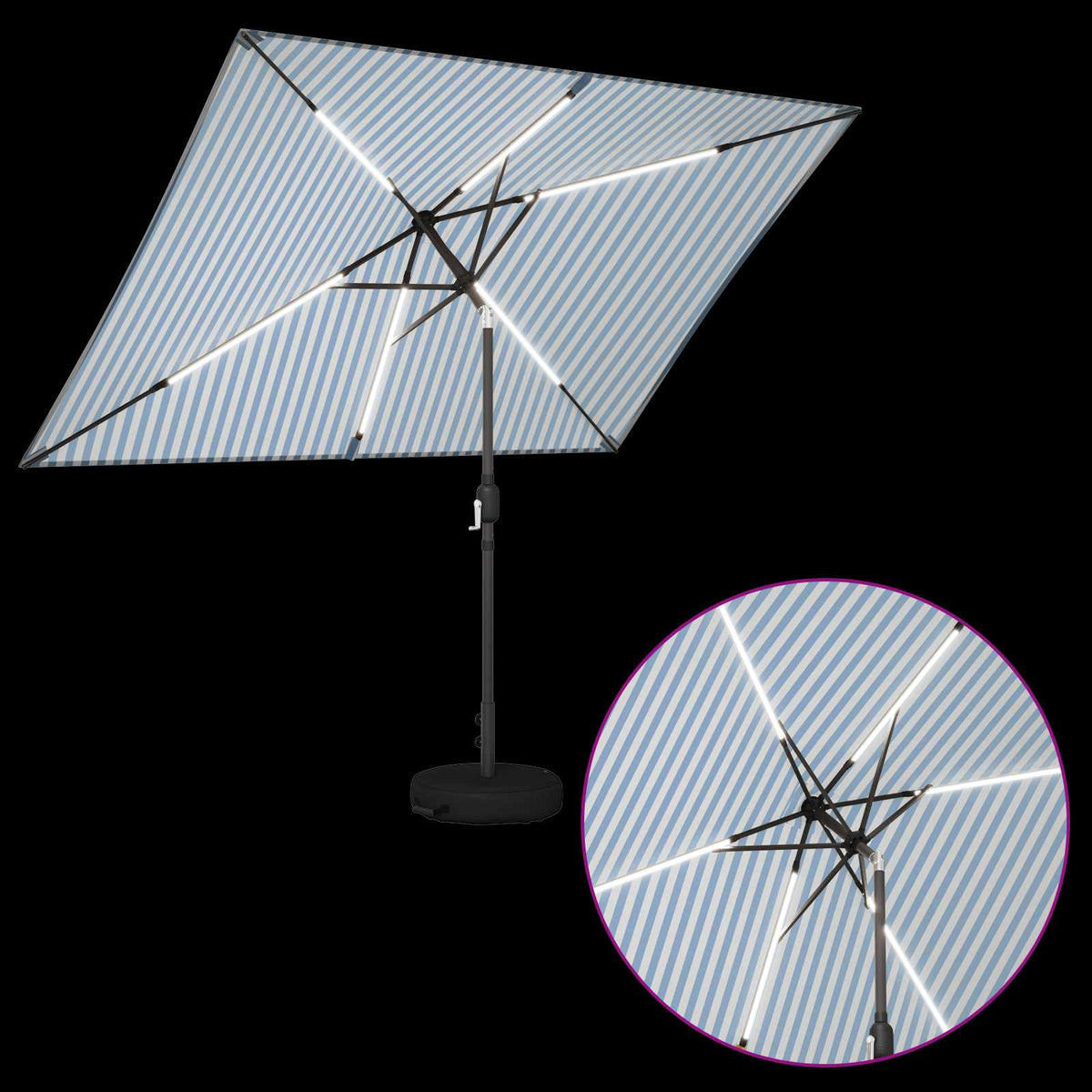 Haveparasol med LED lys og fod 200 x 300 cm Polyester