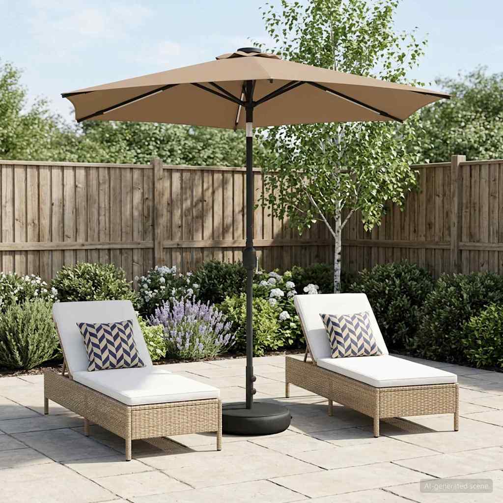 Haveparasol med LED lys og fod 230 x 230 cm Polyester Gråbrun