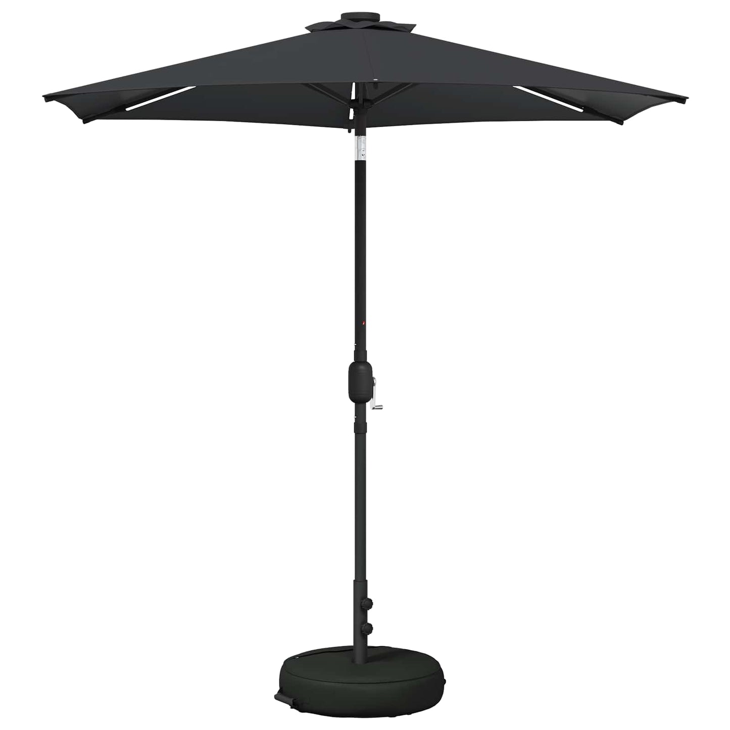 Haveparasol med LED lys og fod 230 x 230 cm Polyester Antracit