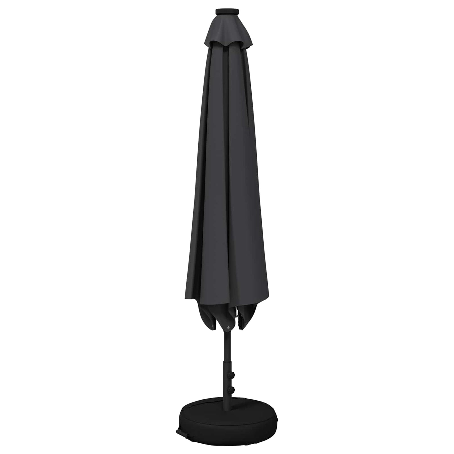 Haveparasol med LED lys og fod 230 x 230 cm Polyester Antracit