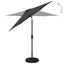 Haveparasol med LED lys og fod 230 x 230 cm Polyester Antracit