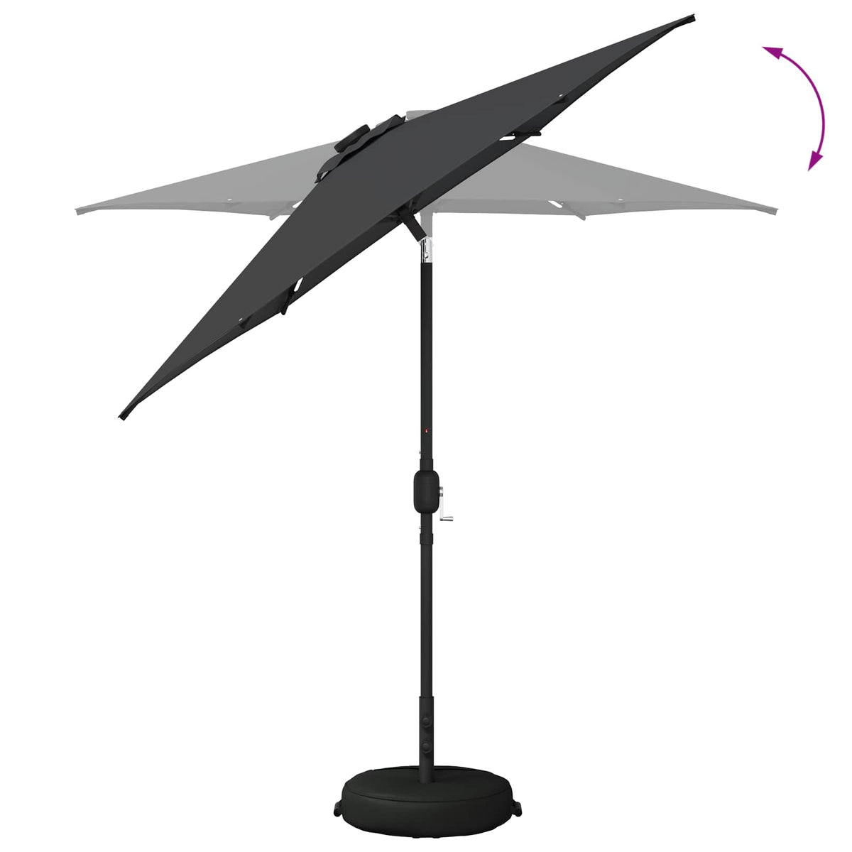 Haveparasol med LED lys og fod 230 x 230 cm Polyester Antracit