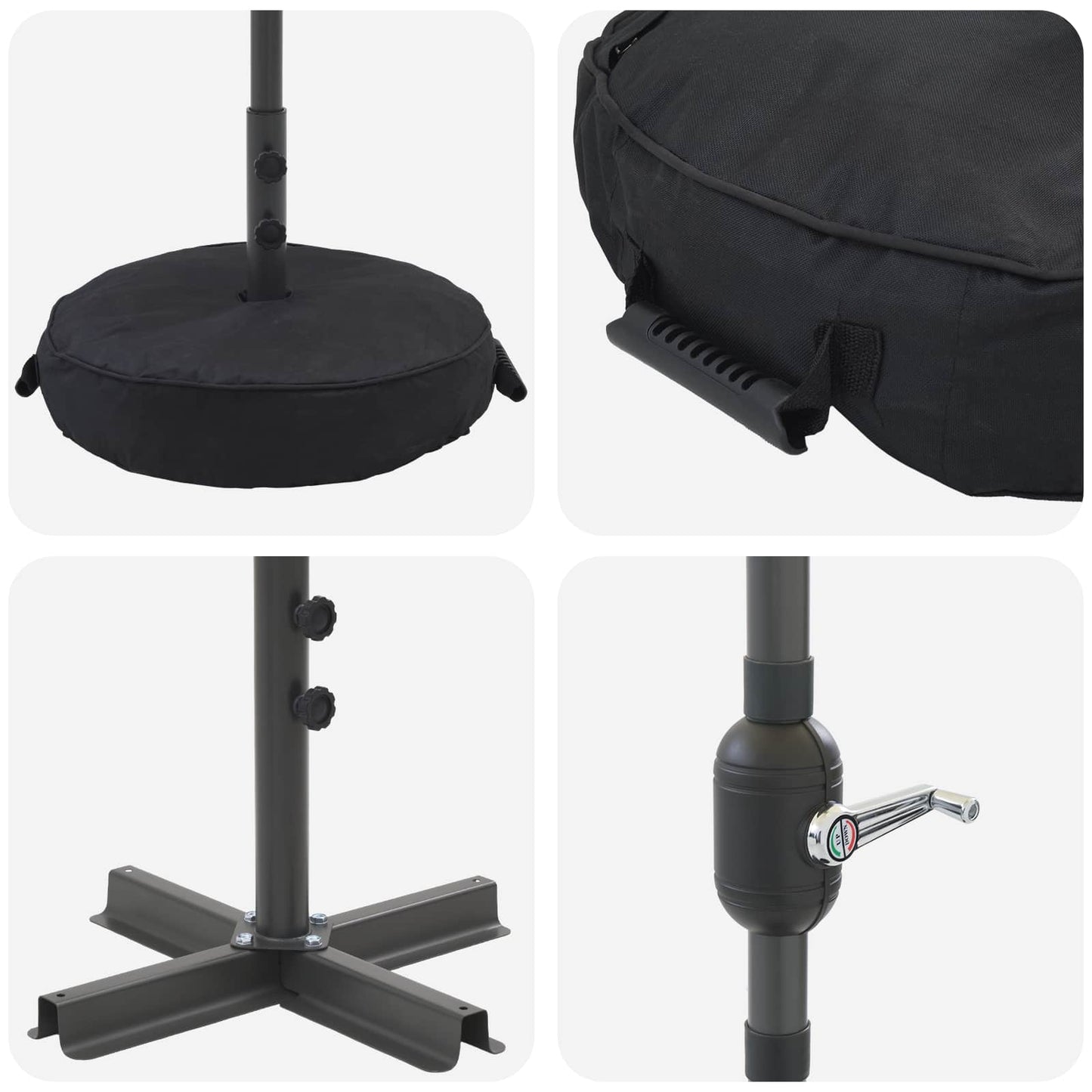 Haveparasol med LED lys og fod 230 x 230 cm Polyester