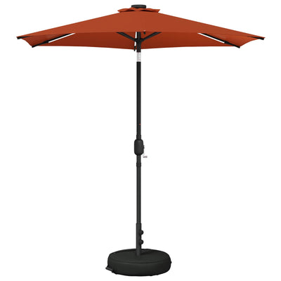 Haveparasol med LED lys og fod 230 x 230 cm Polyester