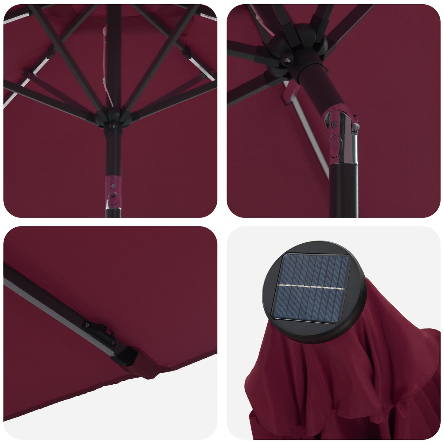 Haveparasol med LED lys og fod 230 x 230 cm Polyester