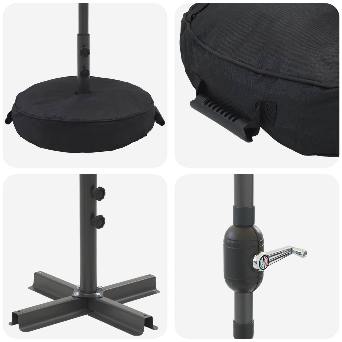 Haveparasol med LED lys og fod 230 x 230 cm Polyester