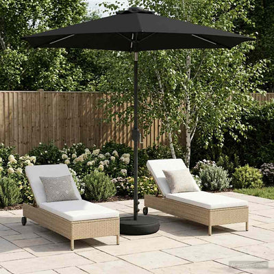 Haveparasol med LED lys og fod 230 x 230 cm Polyester Sort