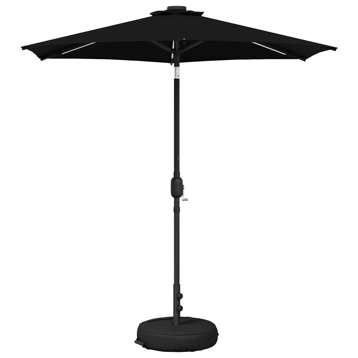 Haveparasol med LED lys og fod 230 x 230 cm Polyester Sort