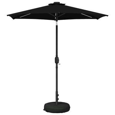 Haveparasol med LED lys og fod 230 x 230 cm Polyester Sort